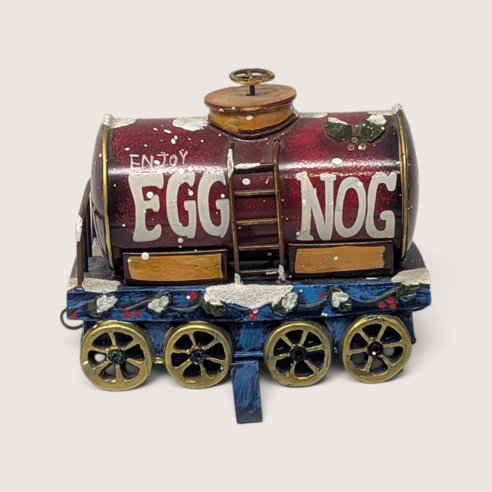 Vintage Enjoy Eggnog Train Stocking Holder Holiday Decor